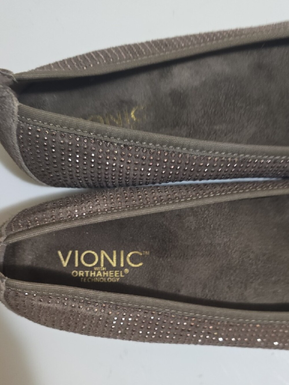 Vionic Brown Crystal-Embellished Ballet Flats - Picture 3 of 6